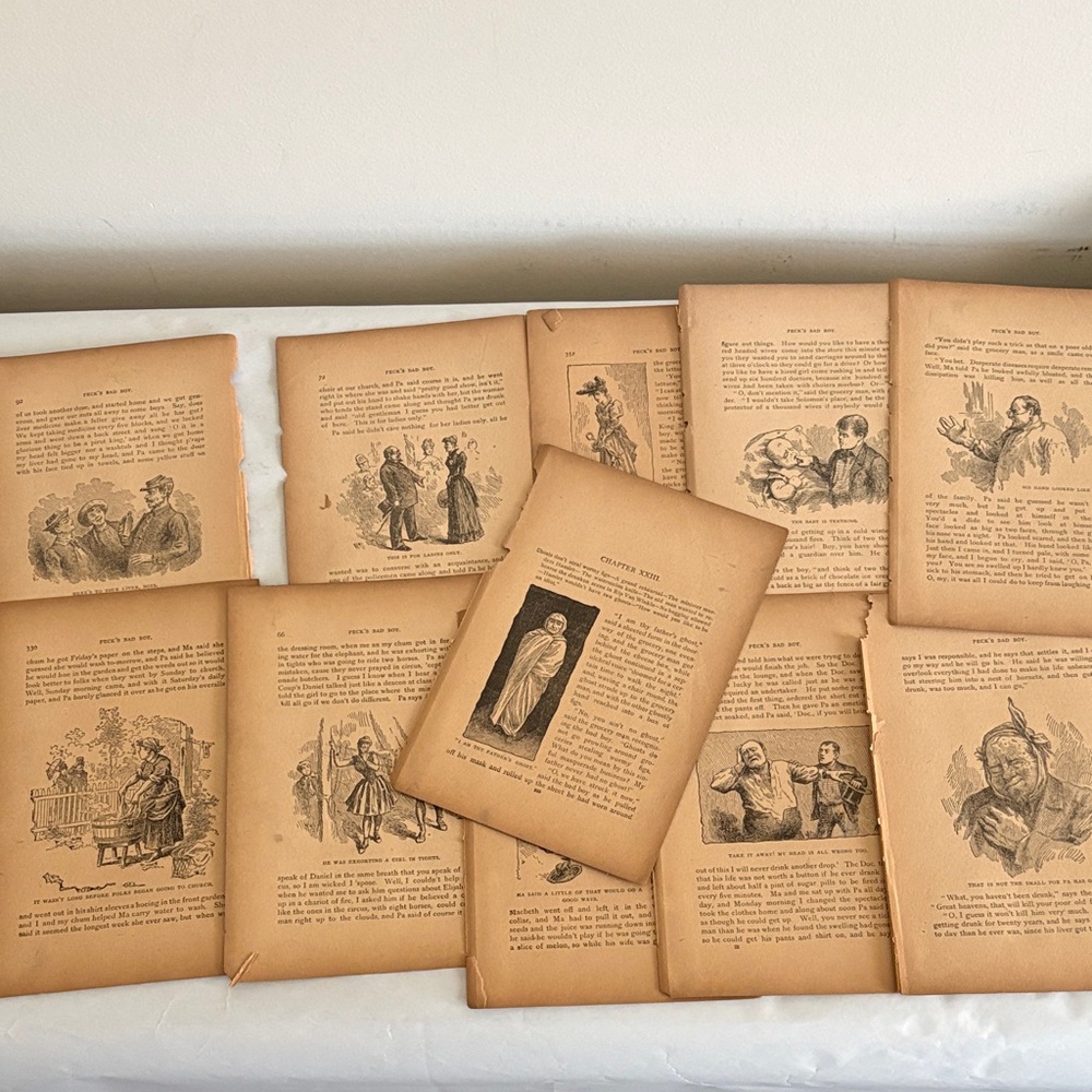 1905 weird odd oddities Illustrated Book Pages repurposed art BY PECK’s BAD BOYS